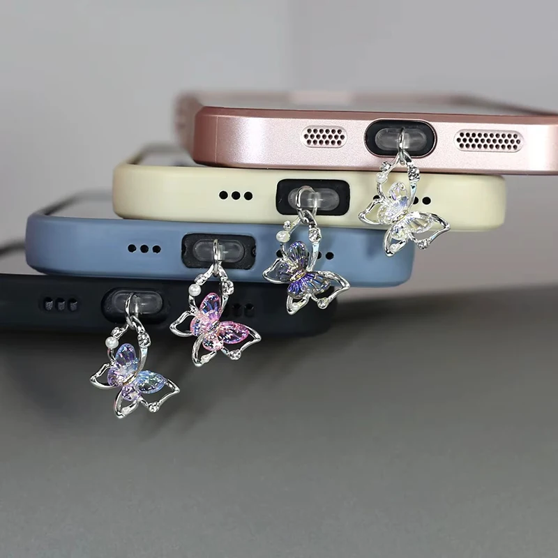 Mobile Tech Accessories - Hiasan Gantung Sumbat Debu Ponsel Kupu-kupu